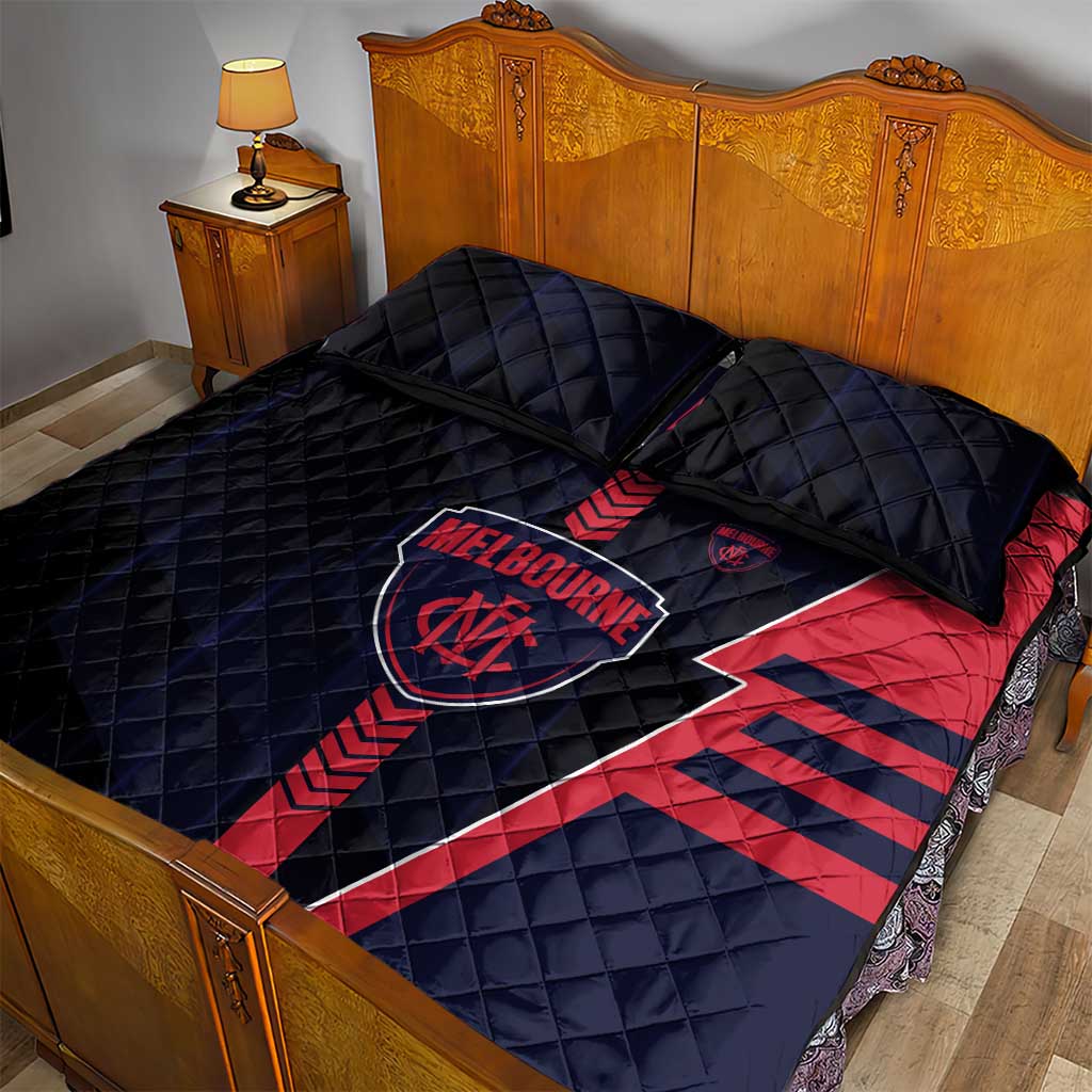 Melbourne Demons Quilt Bed Set Modern Geometric Sports Graphic Style