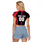 Personalized Melbourne Demons Raglan Cropped T Shirt Modern Geometric Sports Graphic Style