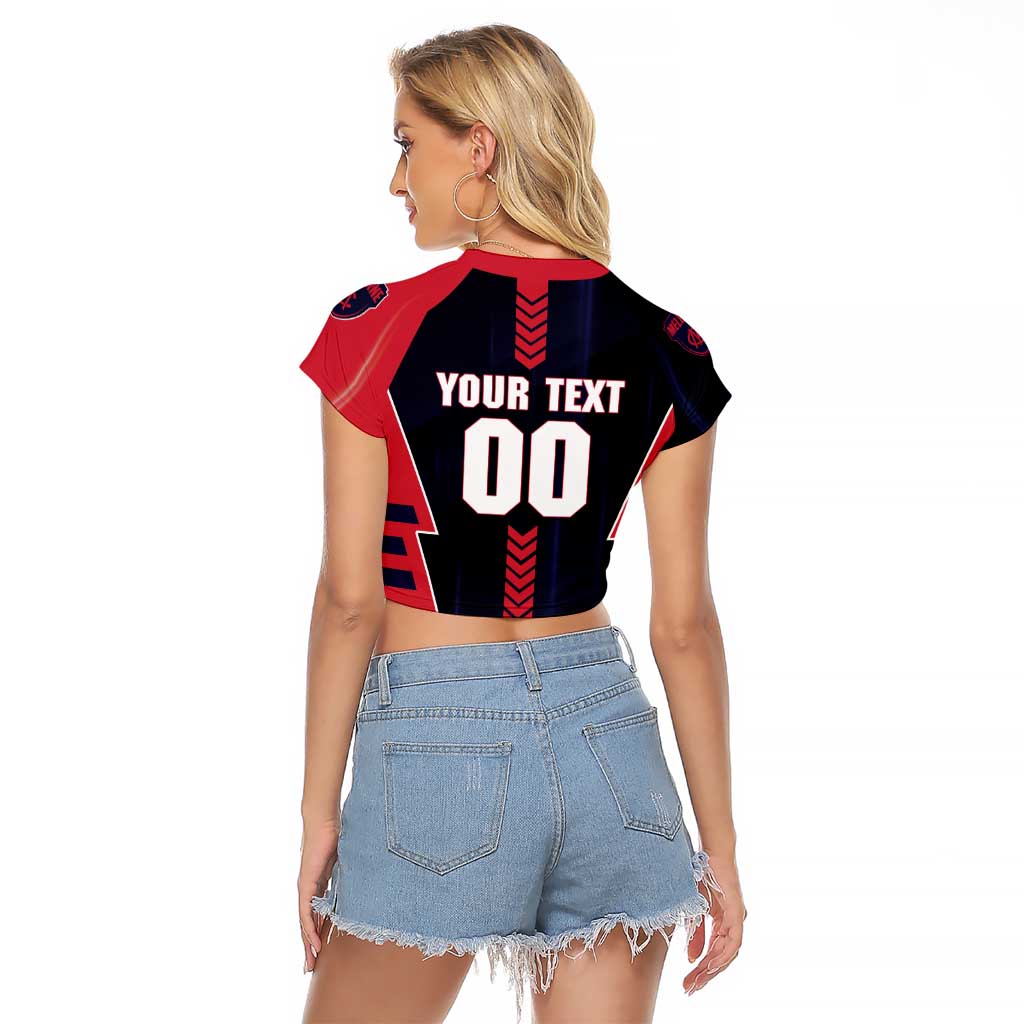 Personalized Melbourne Demons Raglan Cropped T Shirt Modern Geometric Sports Graphic Style