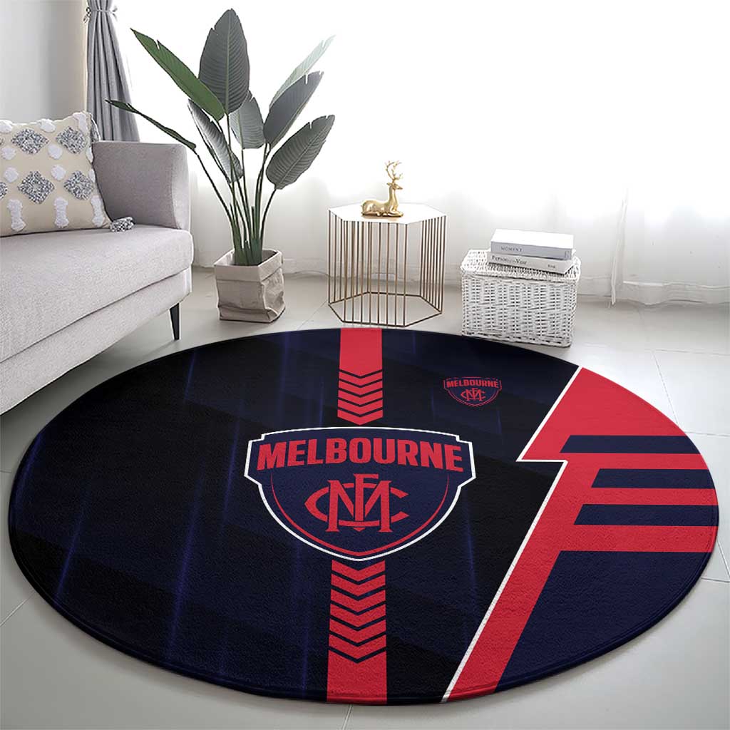 Melbourne Demons Round Carpet Modern Geometric Sports Graphic Style