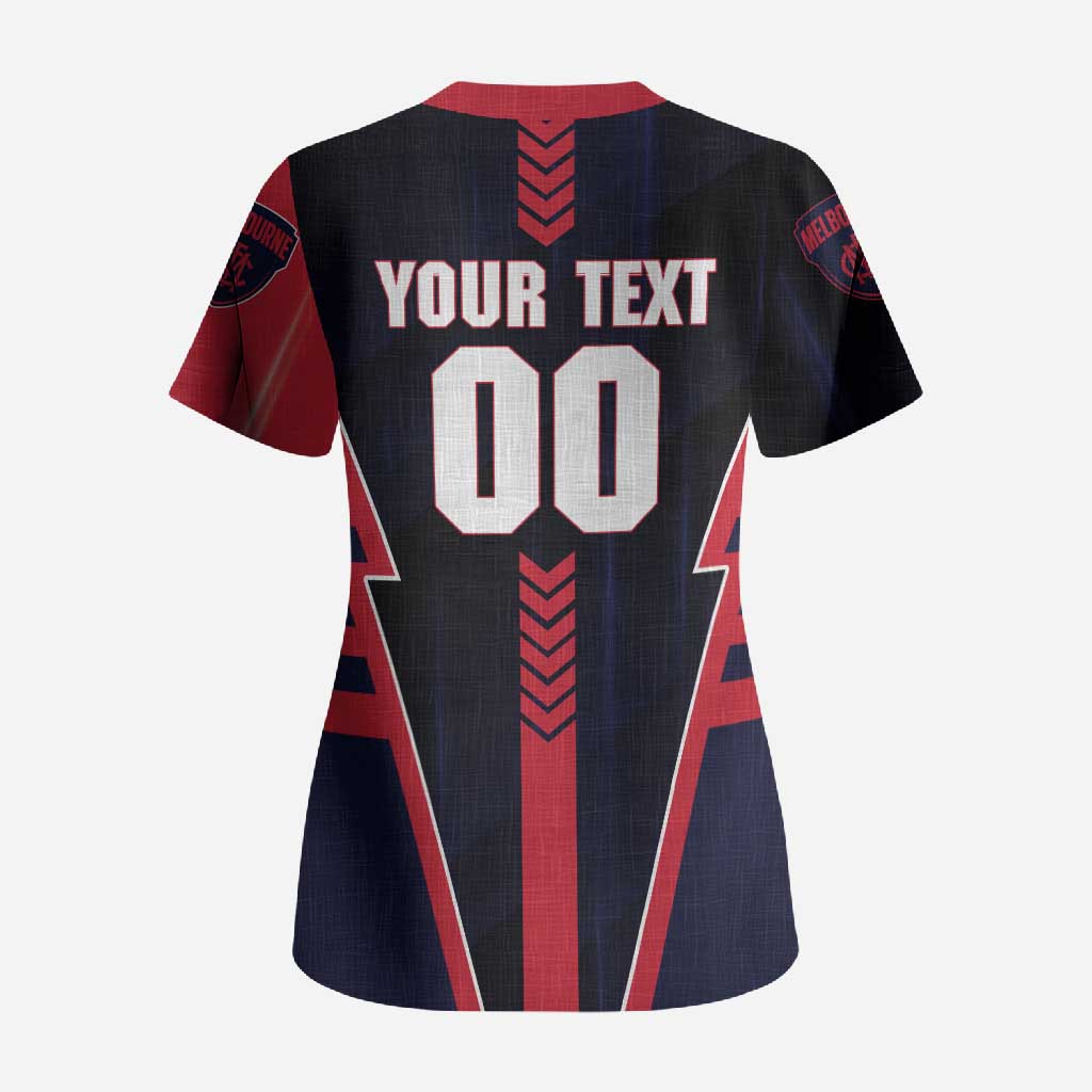 Personalized Melbourne Demons Scrub Top Modern Geometric Sports Graphic Style