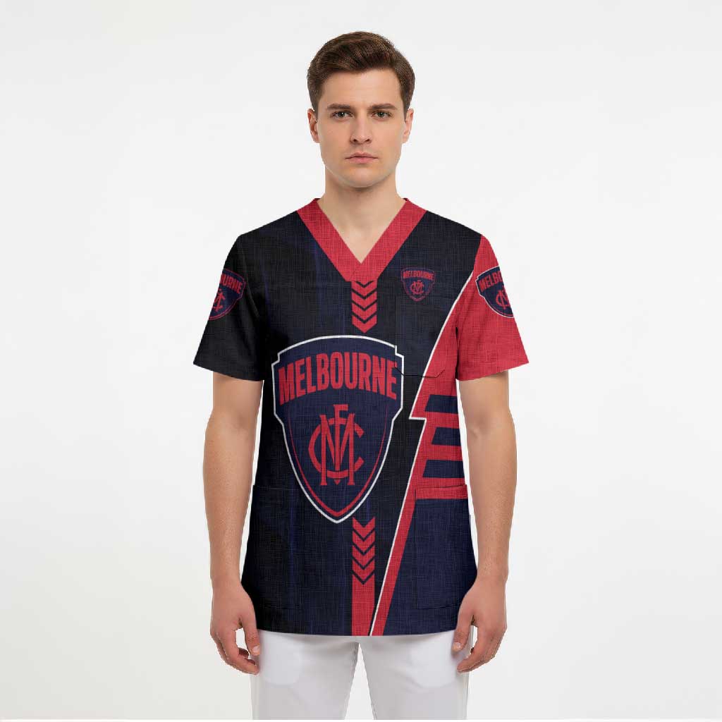Personalized Melbourne Demons Scrub Top Modern Geometric Sports Graphic Style