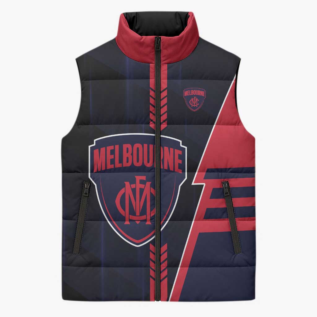 Personalized Melbourne Demons Sleeveless Puffer Jacket Modern Geometric Sports Graphic Style