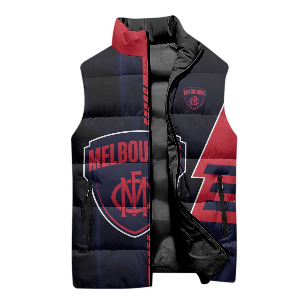 Personalized Melbourne Demons Sleeveless Puffer Jacket Modern Geometric Sports Graphic Style