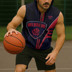 Personalized Melbourne Demons Sleeveless Zip Hoodie Modern Geometric Sports Graphic Style