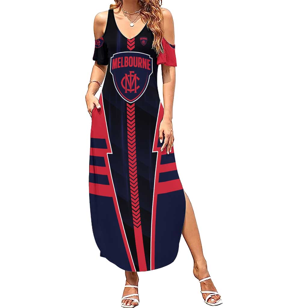 Personalized Melbourne Demons Summer Maxi Dress Modern Geometric Sports Graphic Style