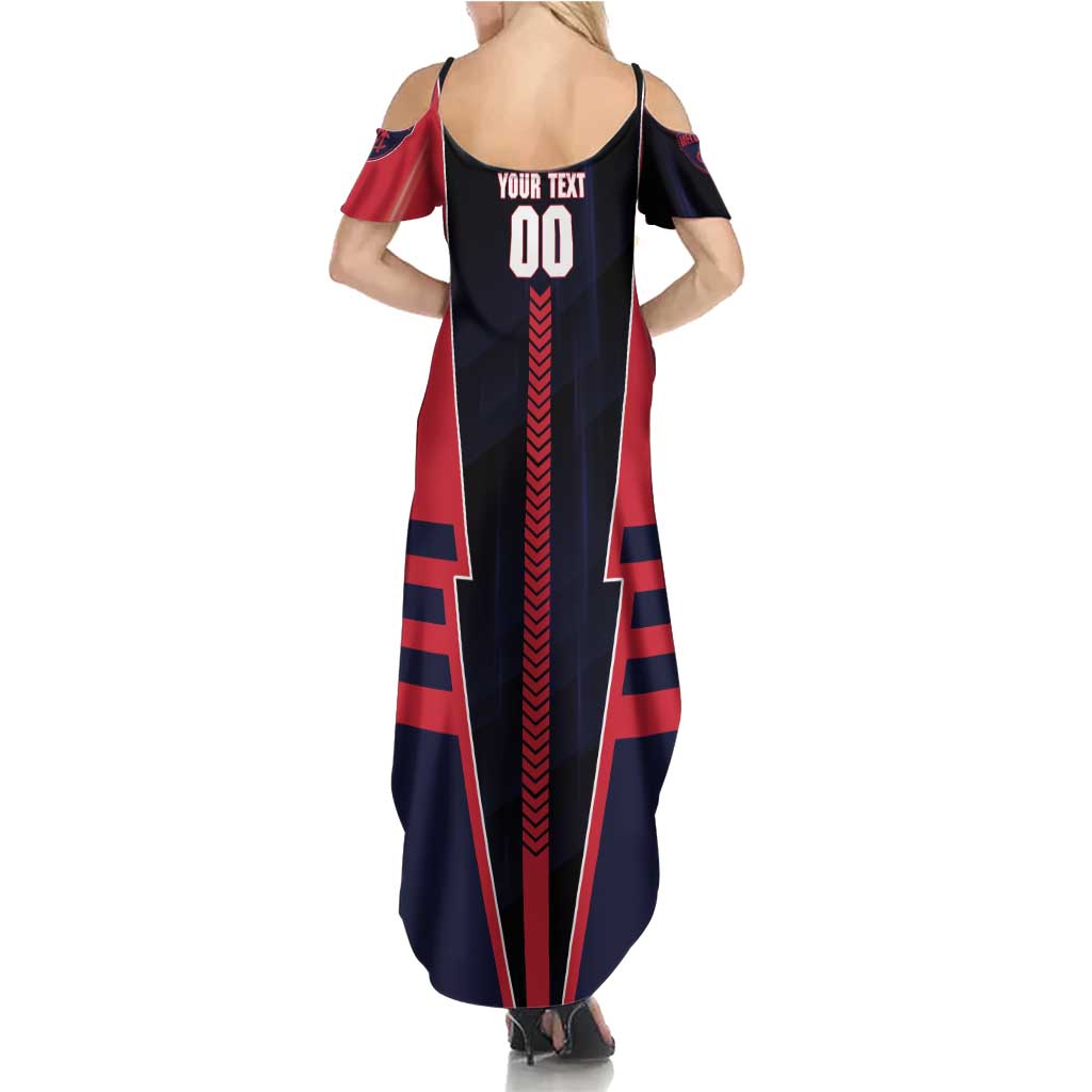 Personalized Melbourne Demons Summer Maxi Dress Modern Geometric Sports Graphic Style