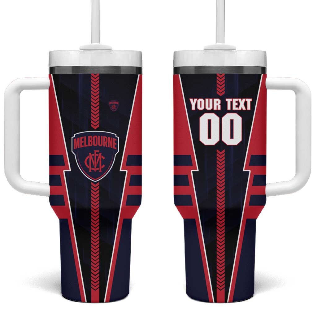 Personalized Melbourne Demons Tumbler With Handle Modern Geometric Sports Graphic Style