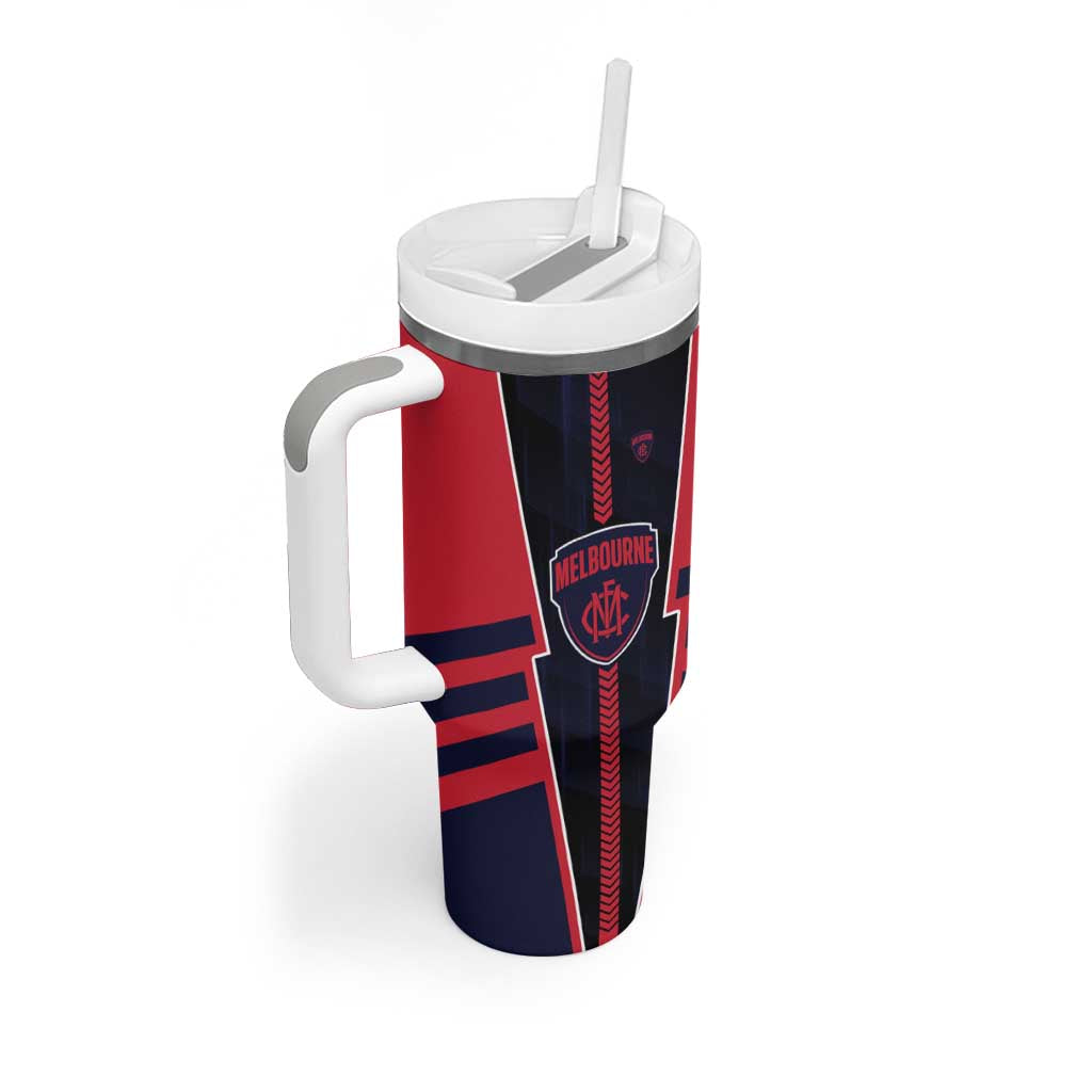 Personalized Melbourne Demons Tumbler With Handle Modern Geometric Sports Graphic Style