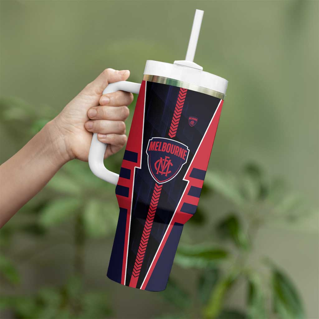 Personalized Melbourne Demons Tumbler With Handle Modern Geometric Sports Graphic Style