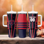 Personalized Melbourne Demons Tumbler With Handle Modern Geometric Sports Graphic Style