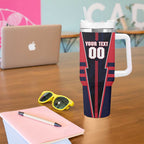Personalized Melbourne Demons Tumbler With Handle Modern Geometric Sports Graphic Style
