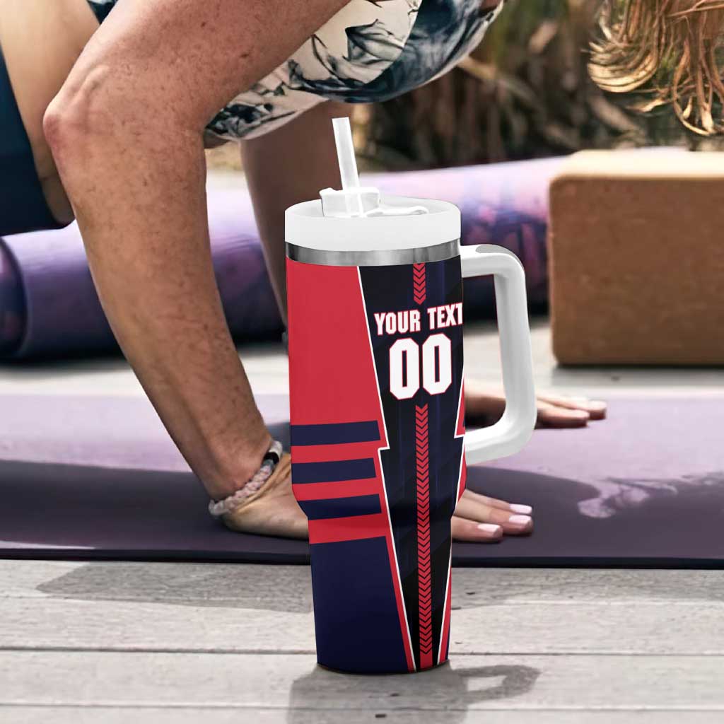 Personalized Melbourne Demons Tumbler With Handle Modern Geometric Sports Graphic Style