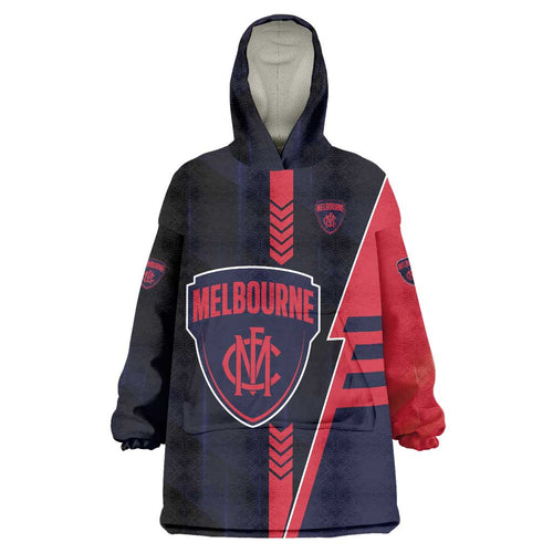 Personalized Melbourne Demons Wearable Blanket Hoodie Modern Geometric Sports Graphic Style
