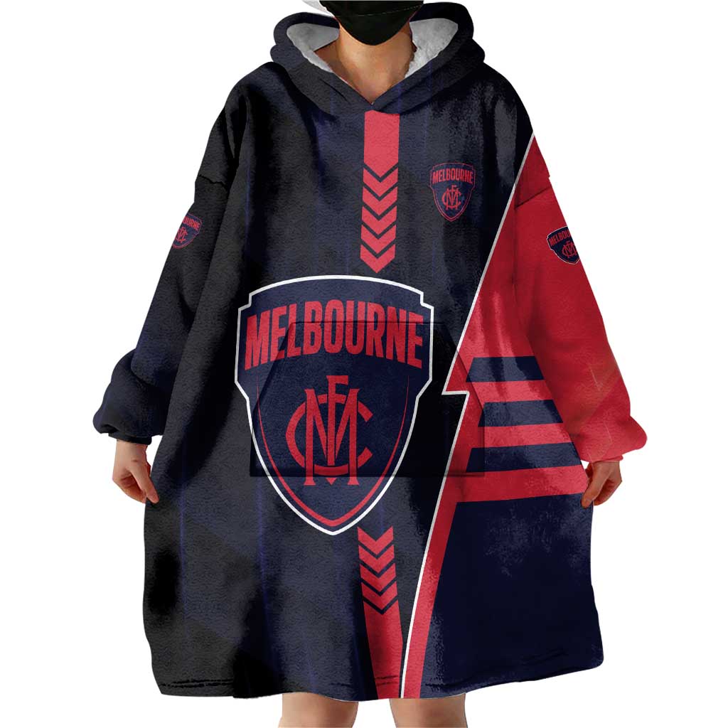 Personalized Melbourne Demons Wearable Blanket Hoodie Modern Geometric Sports Graphic Style