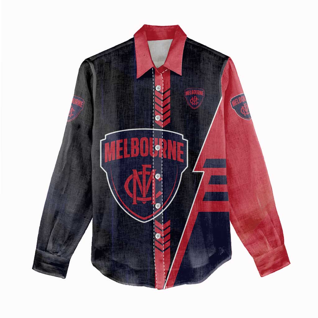Personalized Melbourne Demons Women Casual Shirt Modern Geometric Sports Graphic Style