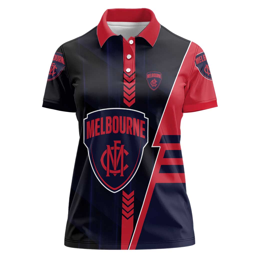 Personalized Melbourne Demons Women Polo Shirt Modern Geometric Sports Graphic Style
