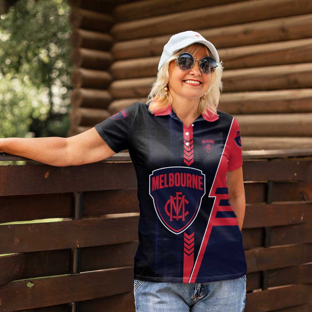 Personalized Melbourne Demons Women Polo Shirt Modern Geometric Sports Graphic Style