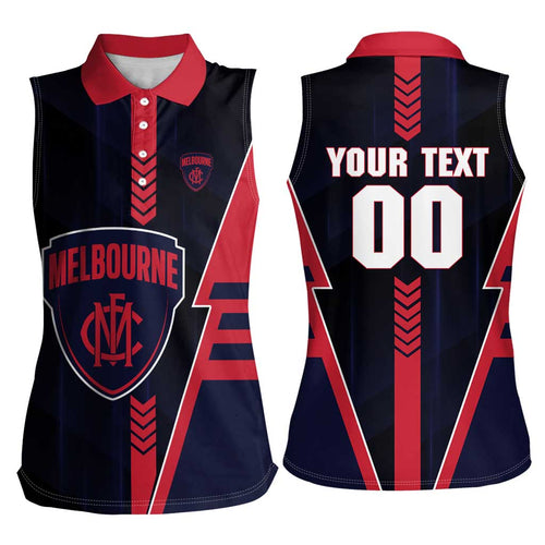 Personalized Melbourne Demons Women Sleeveless Polo Shirt Modern Geometric Sports Graphic Style