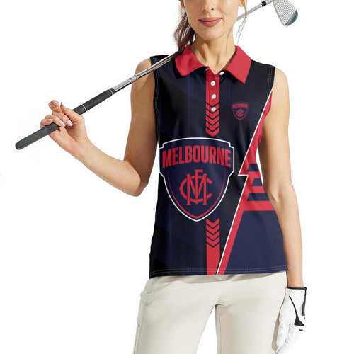 Personalized Melbourne Demons Women Sleeveless Polo Shirt Modern Geometric Sports Graphic Style