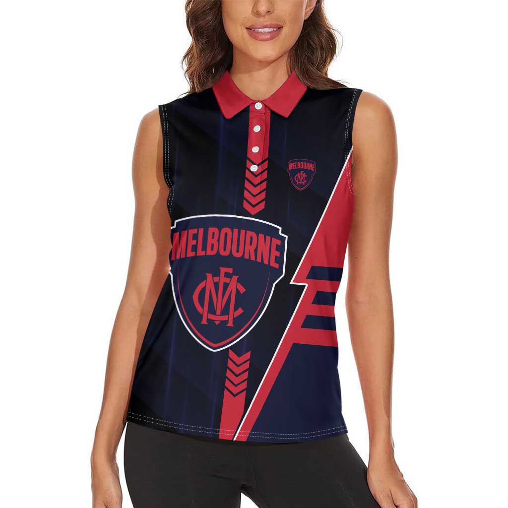Personalized Melbourne Demons Women Sleeveless Polo Shirt Modern Geometric Sports Graphic Style