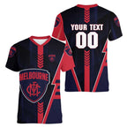 Personalized Melbourne Demons Women V-Neck T-Shirt Modern Geometric Sports Graphic Style