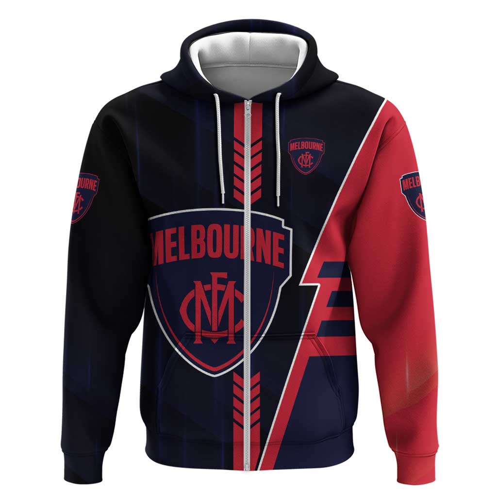 Personalized Melbourne Demons Zip Hoodie Modern Geometric Sports Graphic Style