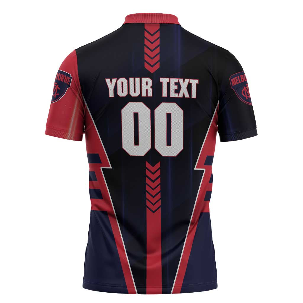Personalized Melbourne Demons Zipper Polo Shirt Modern Geometric Sports Graphic Style