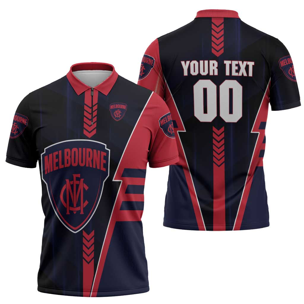 Personalized Melbourne Demons Zipper Polo Shirt Modern Geometric Sports Graphic Style