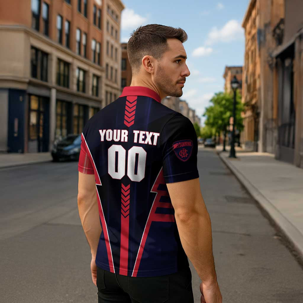 Personalized Melbourne Demons Zipper Polo Shirt Modern Geometric Sports Graphic Style