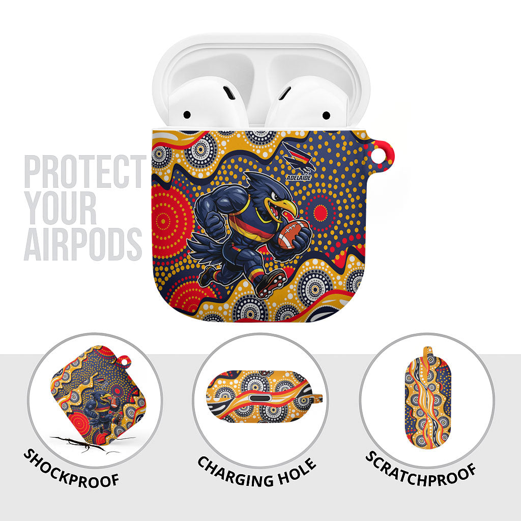 Adelaide Crows AirPods Case Aboriginal Dot Pattern - Football Mascot Heritage Pride