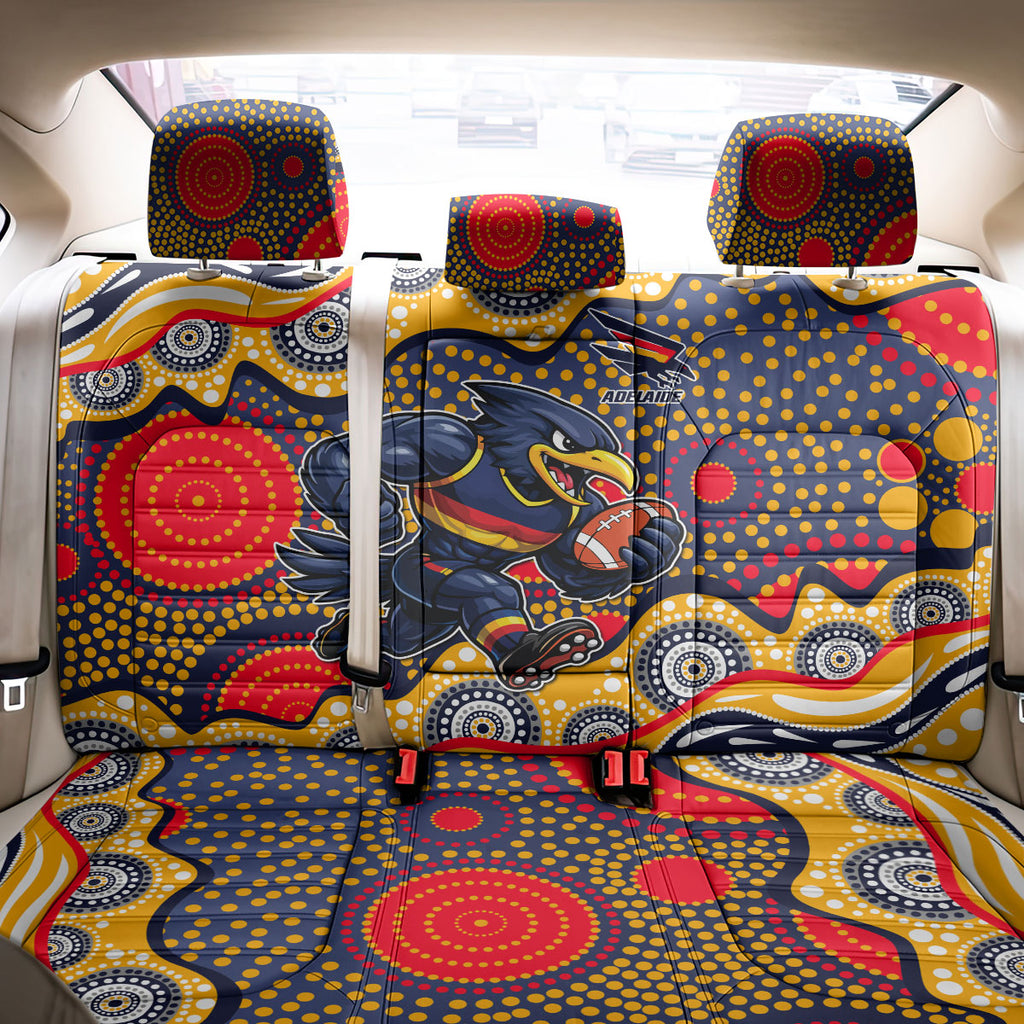 Adelaide Crows Back Car Seat Cover Aboriginal Dot Pattern - Football Mascot Heritage Pride