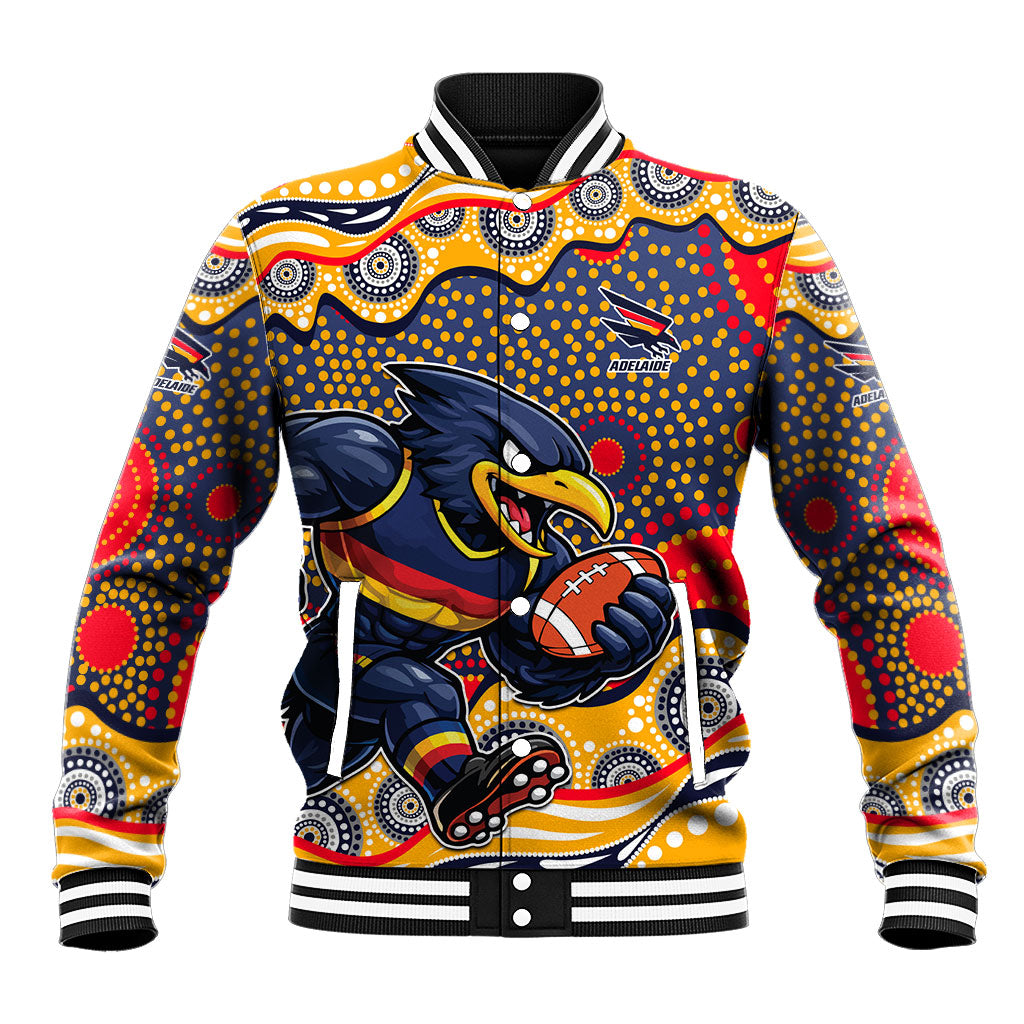 Adelaide Crows Baseball Jacket Aboriginal Dot Pattern - Football Mascot Heritage Pride