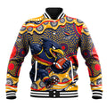 Adelaide Crows Baseball Jacket Aboriginal Dot Pattern - Football Mascot Heritage Pride