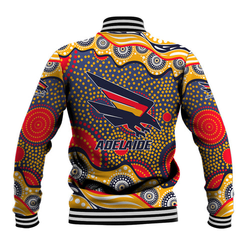 Adelaide Crows Baseball Jacket Aboriginal Dot Pattern - Football Mascot Heritage Pride