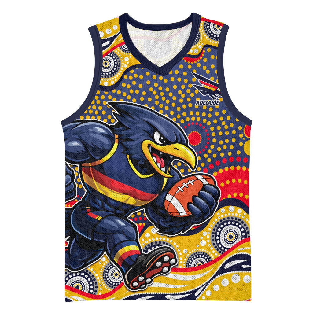 Adelaide Crows Basketball Jersey Aboriginal Dot Pattern - Football Mascot Heritage Pride