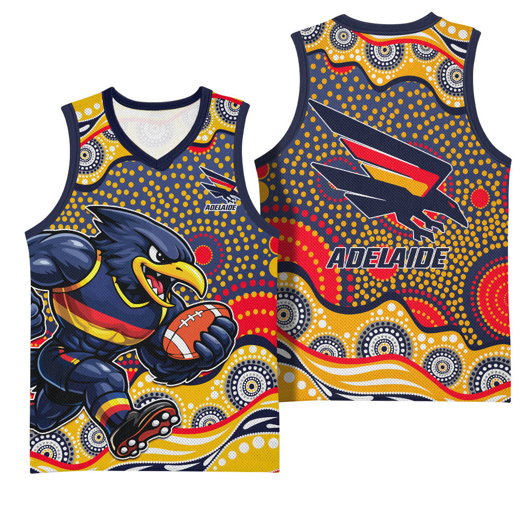 Adelaide Crows Basketball Jersey Aboriginal Dot Pattern - Football Mascot Heritage Pride