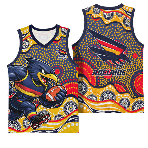 Adelaide Crows Basketball Jersey Aboriginal Dot Pattern - Football Mascot Heritage Pride