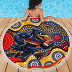 Adelaide Crows Beach Blanket Aboriginal Dot Pattern - Football Mascot Heritage Pride