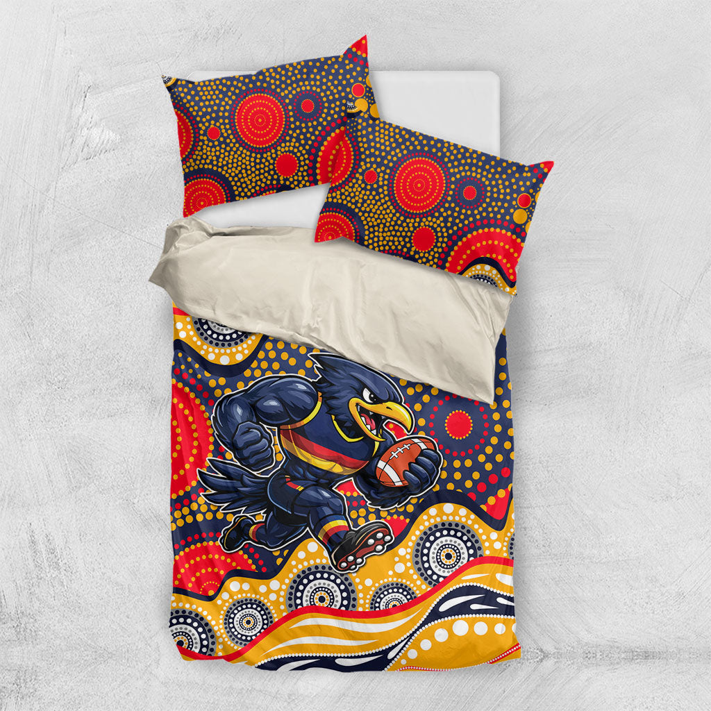 Adelaide Crows Bedding Set Aboriginal Dot Pattern - Football Mascot Heritage Pride