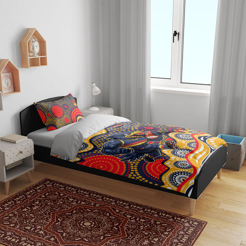Adelaide Crows Bedding Set Aboriginal Dot Pattern - Football Mascot Heritage Pride