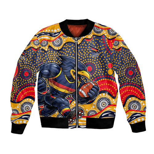 Adelaide Crows Bomber Jacket Aboriginal Dot Pattern - Football Mascot Heritage Pride