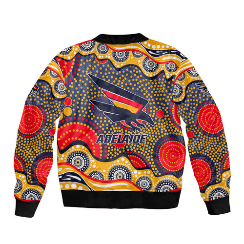 Adelaide Crows Bomber Jacket Aboriginal Dot Pattern - Football Mascot Heritage Pride