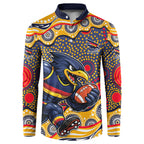 Adelaide Crows Button Sweatshirt Aboriginal Dot Pattern - Football Mascot Heritage Pride
