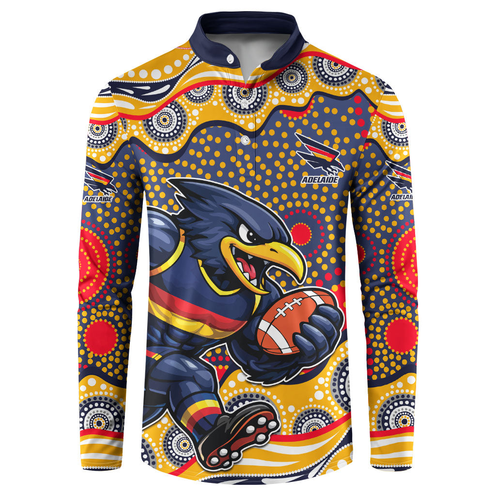 Adelaide Crows Button Sweatshirt Aboriginal Dot Pattern - Football Mascot Heritage Pride