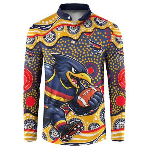 Adelaide Crows Button Sweatshirt Aboriginal Dot Pattern - Football Mascot Heritage Pride