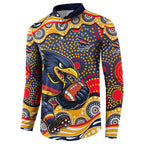 Adelaide Crows Button Sweatshirt Aboriginal Dot Pattern - Football Mascot Heritage Pride