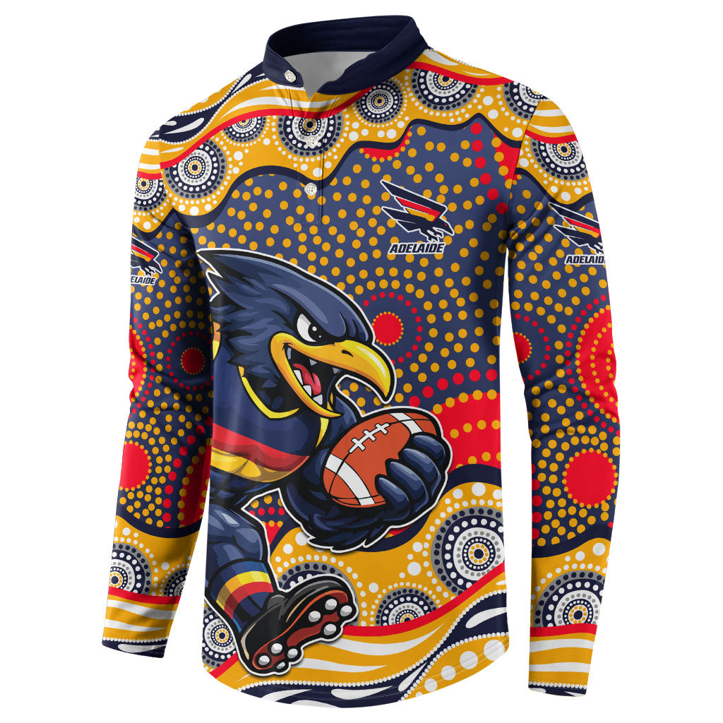 Adelaide Crows Button Sweatshirt Aboriginal Dot Pattern - Football Mascot Heritage Pride