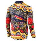 Adelaide Crows Button Sweatshirt Aboriginal Dot Pattern - Football Mascot Heritage Pride