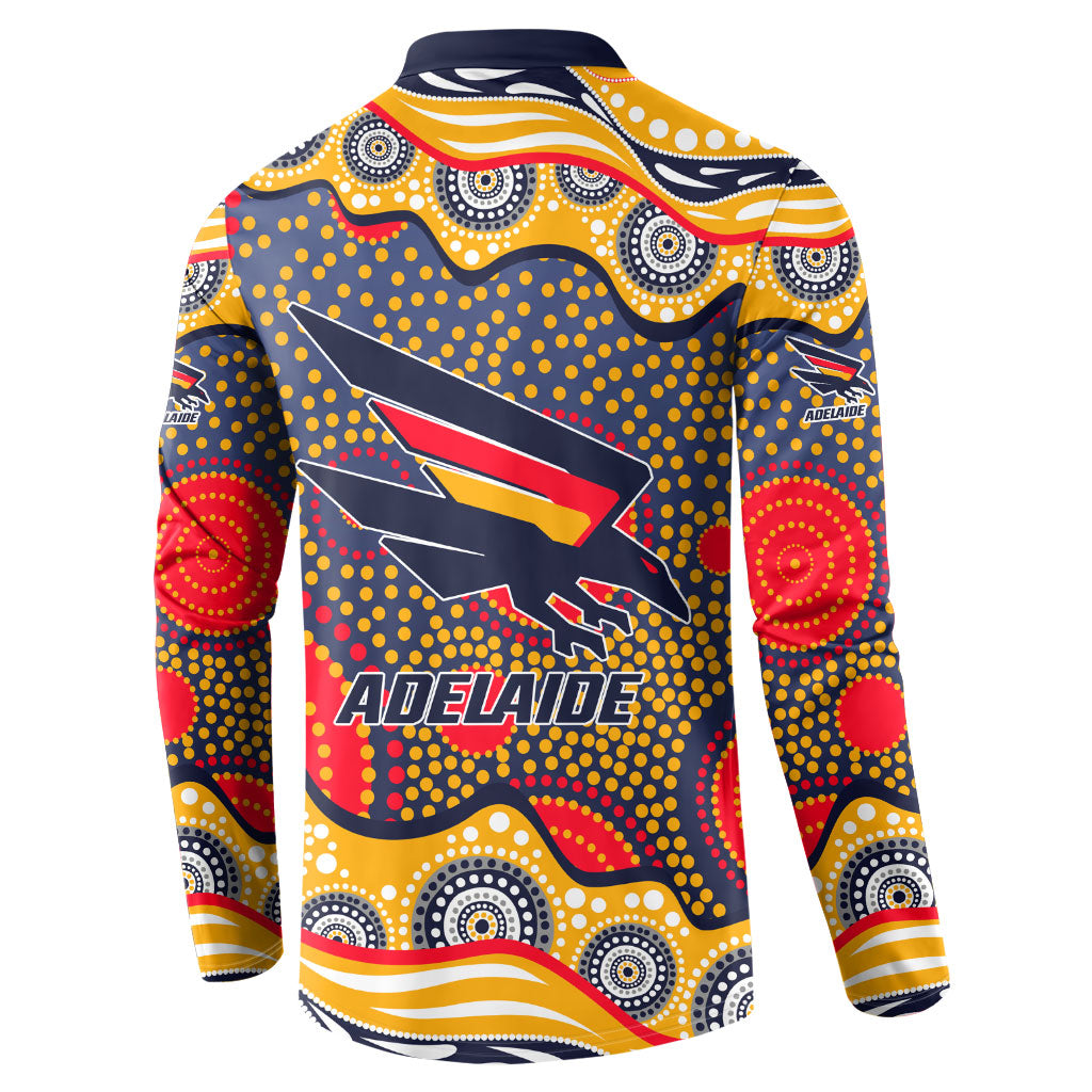 Adelaide Crows Button Sweatshirt Aboriginal Dot Pattern - Football Mascot Heritage Pride